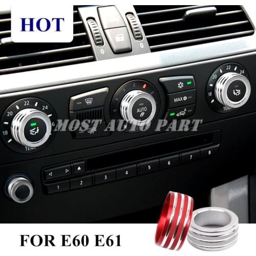 Interior Air Condition & Sound Knob Trim Cover For BMW 5 Series E60 E61 2004-2012 Red/Silver Car accesories interior Car Trim