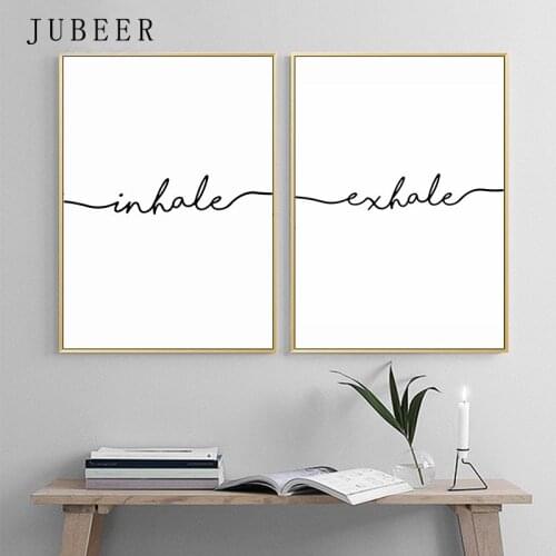 Inhale Exhale Posters and Prints Black and White Letter Paintings on the Wall for Living Room Decoration Pictures Home Decor