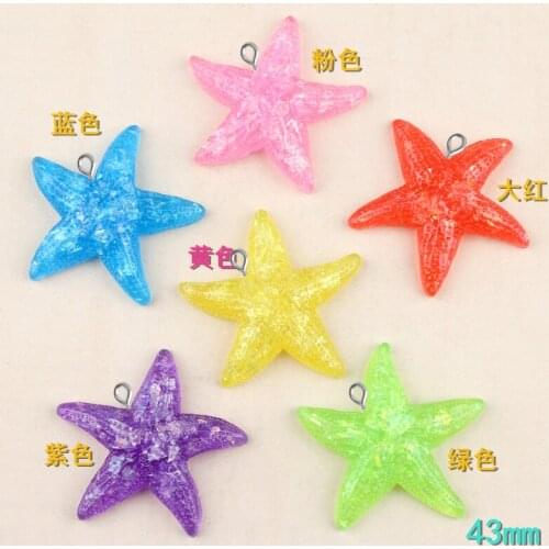 10pcs 42mm Mixed colors Big Resin starfish charms flatback kawaii cabochon for diy fashion jewelry making findings components