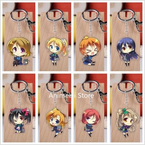 20 pcs/lot Love Live Acrylic Keychain Toy Figure LoveLive! Kotori Minami Bag Pendant Key Ring Gifts