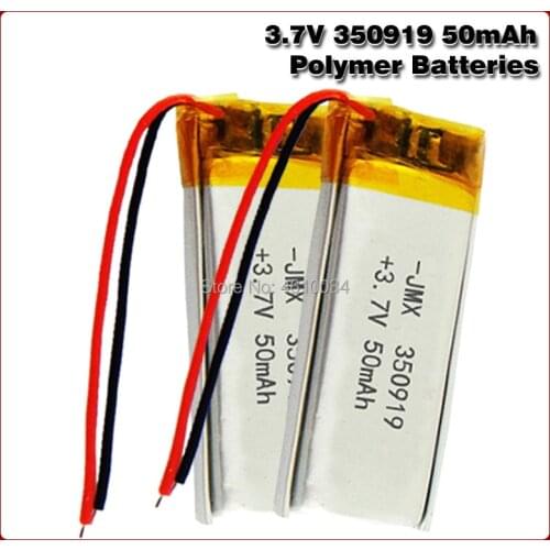 3.7V Lipo cells 350919 50mah Lithium Polymer Rechargeable Battery For MP3 MP5 GPS bluetooth headset DVD LED Lamp E-book