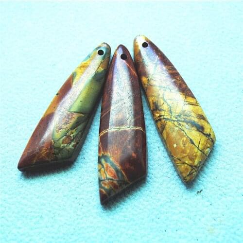 3PCS Nature Picaso Red Stone Pendant Good Shape For Women Pendants Making Accessories Size 46X15MM Jewelry Findings Free Ships