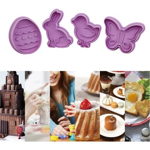 4pcs/5pcs Stamp Cookie Mold Easter Style Biscuit Cutter Creative DIY Craft Cake Decorations
