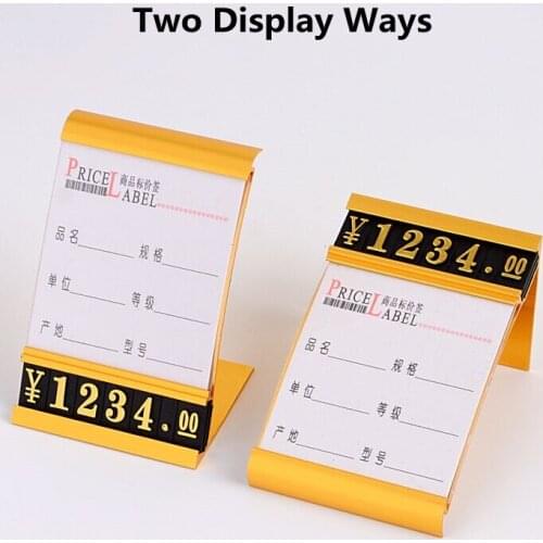 5 Pieces Adjustable Aluminum Base Sign Holder Number Price Label Card Cube Tags Jewelry Dollar Price Display Cube Block Kit