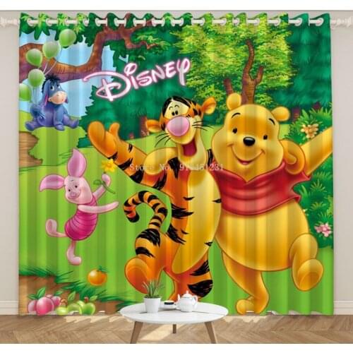 Anime Blackout Curtains Piglet Tigger Winnie The Pooh Thermal Insulated Darkening Window Drapes for Bedroom Cute Boys Girls Room