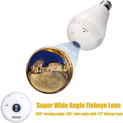 1.3MP 360 Degree WIFI Camera Wireless IP Camera Wi-Fi Bulb Lamp Fisheye Panoramic Surveillance Security Camera Motion Detection