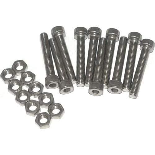 M8 x 50mm 304 Stainless Steel Hex Key Bolt Socket Head Cap Screws with finish Hex Nuts 10pcs