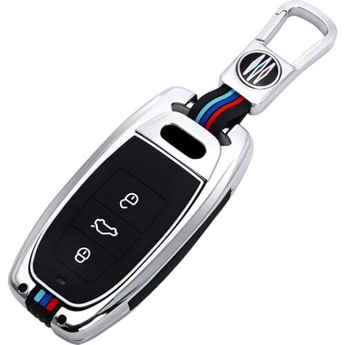 For Audi A4l Key Case Cover for Q5 A6l S6 A7 A8 2018 Metal All-inclusive Protective Key Shell Protector Buckle Car Accessories