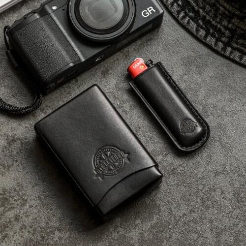 Cowhide Cigarette Case 20 Sticks Genuine Leather Portable Soft Lighter Holster Set Cigarettes Box Handmade Storage Creative Gift