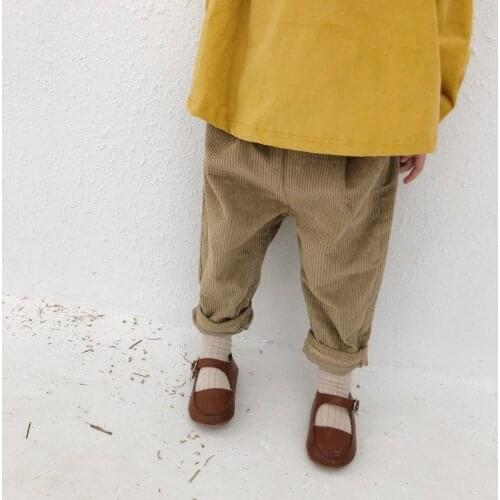 Childrens wide-leg pants new 2019 autumn and winter childrens trousers boys and girls high waist nine points solid color pants