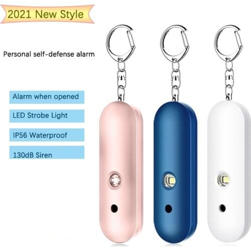 Personal self-defense Alarm 130dB Double Horn LED Stroble Siren Waterproof Keychain Anti Agression Alarm Emergency Pocket Alarm