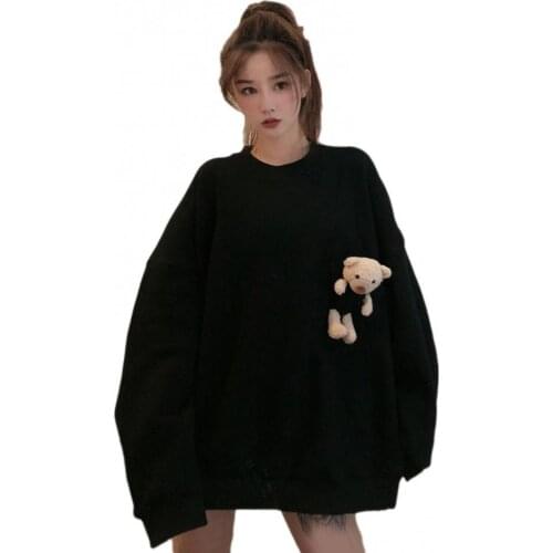 Cute Bear Blouse Hoodies Autumn Sweatshirt Women Pullover Female Print Sweatshirts For Ladies Autumn Femme худи оверсайз