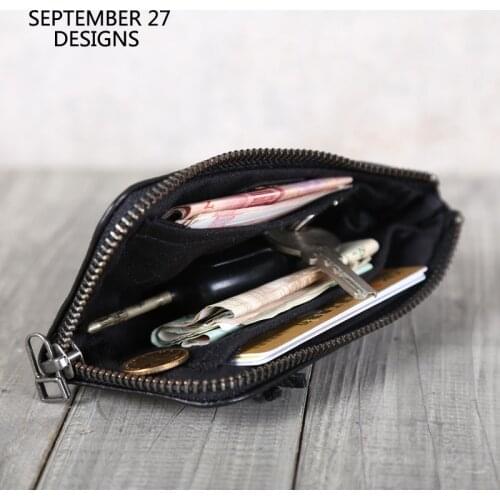 New Fashion Key Wallet Genuine Leather Luxury Unisex Organizer Coin Purse Small Credit Card Key Case Casual Zipper Storage Pouch