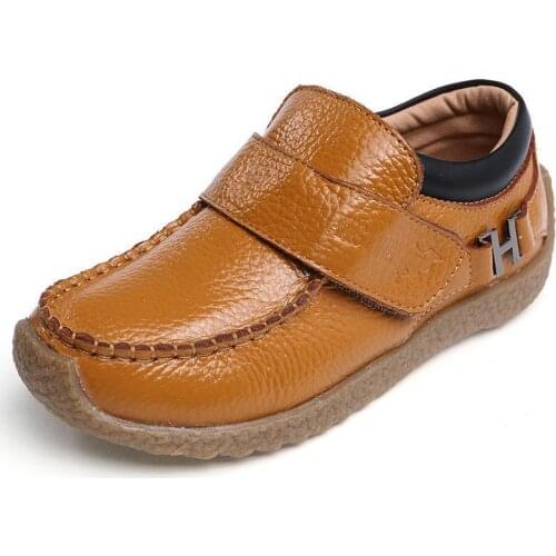 New Boys Genuine Leather Shoes for Children Vintage Oxford Black Kids Loafer Moccasins Shoes Wedding Casual Fashion Flats Soft