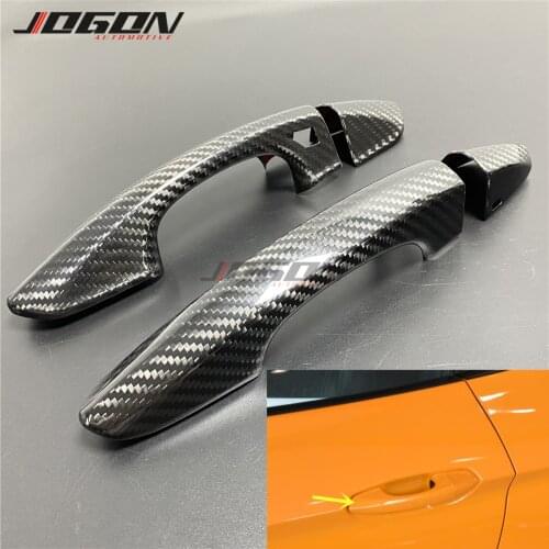 Accessories Carbon Fiber Exterior Side Body Door Handle Cover Trim Protection For Ford Mustang 2015-2019 Car Stlying