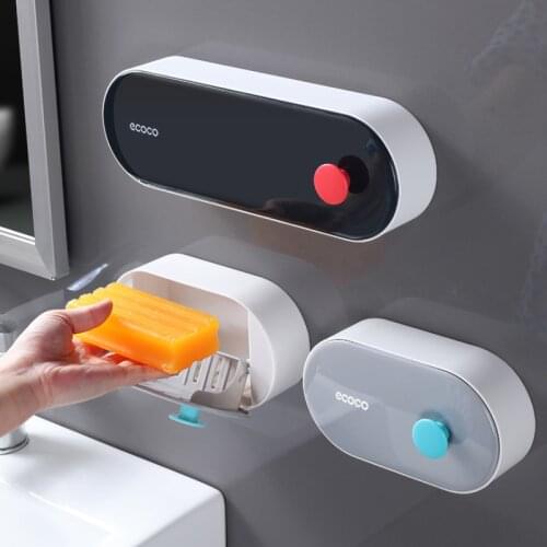 GURET Wall Soap Dish Non-Slip Drain Soap Holder Box Toilet Laundry Soap Box Kitchen Sponge Storage Box Bathroom Accessories