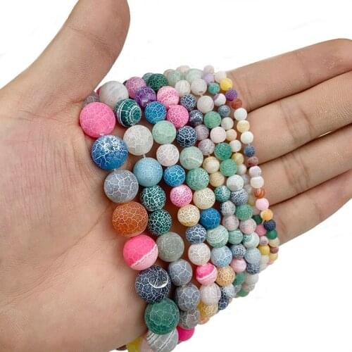 MKTREG Natural Colorful Weathered carnelian Stone 4/6/8/10/12MM Round Loose beads for jewelry bracelet making DIY accessories