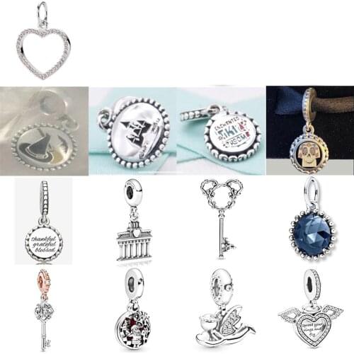 NEW 2019 100% 925 Sterling Silver Key Winter Frozen Olaf Anna Dangle Charm Pendant Fit DIY Original Women Bracelet Jewelry Gift