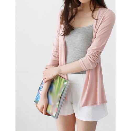 2021 New Sun Protection Clothing Solid Color Knitted Women Long Sleeve Thin Blouse for Riding