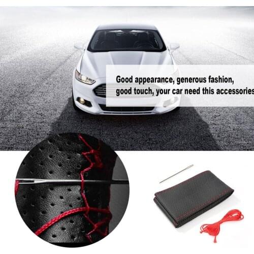 New 4 Color DIY Texture Soft Auto Car Steering Wheel Cover with Needles and Thread Artificial Leather Car Covers Hot Car-styling