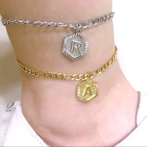 Alloy letter anklet fashion necklace clavicle chain for men and women mens bracelets for men couple bracelet charms