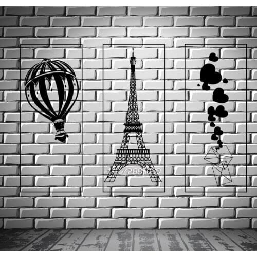 Paris Eiffel Tower Envelope With Hearts Vinyl Wall Stickers Romantic Hot Air Balloon Wall Decal Decor Living Room Mural SA818