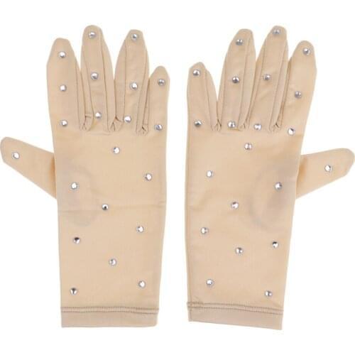 Ice Figure Skating Gloves with Rhinestones for Women Girls, 4 Sizes (Comes with Some Spare Rhinestones for Replacement)