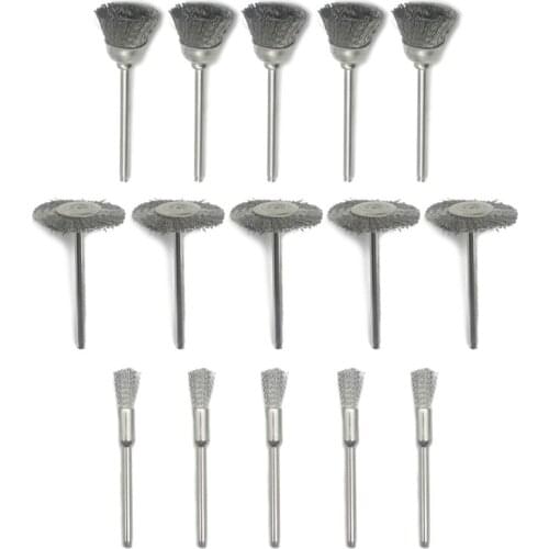 15pcs/45pcs Stainless Steel Wire Wheel Wire Brush Metal Rust Removal Buffing Wheel Grinder Head Drill Rotary Tool