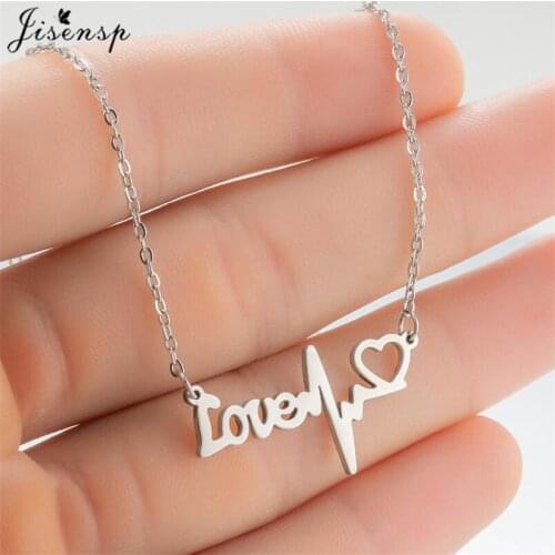 Romantic Small Heart Shaped Necklace Exquisite Love Letter Heartbeat Pendant Clavicle Chain Necklaces Women Wedding Jewelry 2021