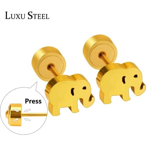 LUXUSTEEL Earrings Gold Cute Jewelry Animals Elephant Baby Girl Stud Earring Party Stainless Steel Collier Earring Accessories