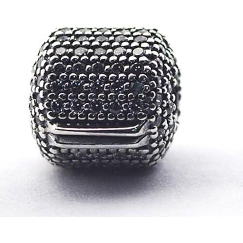 S925 Original Pave Barrel Clip Charm Fits Pandora Bracelet Sterling Silver Beads for Women Jewelry Making kralen berloque C018