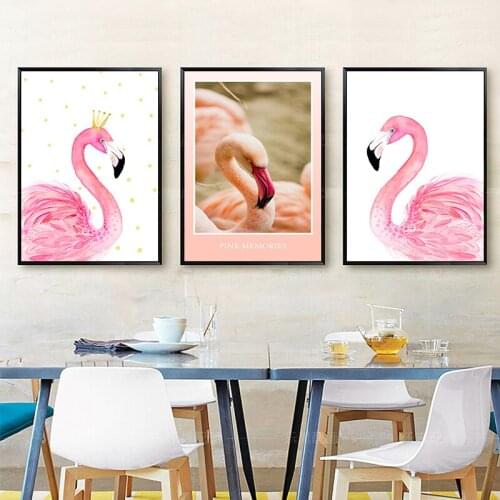 Nordic Modern Posters And Prints Wall Art Canvas Painting Wall Pictures For Living Room Decoration Watercolor Pink Flamingo