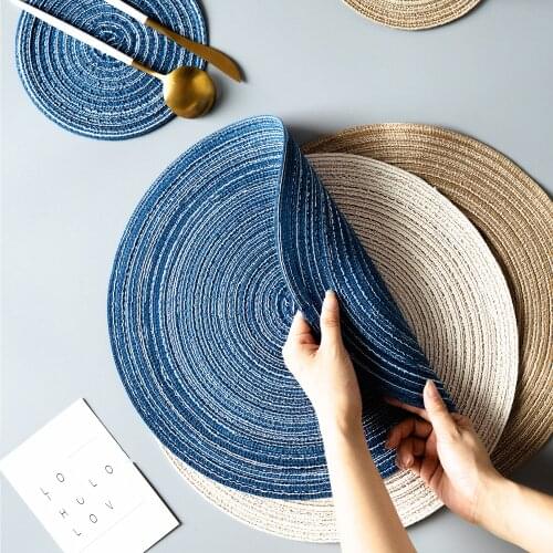 Heat Insulation Round Table Mat Woven Ramie Placemats Anti Slip Dining Table Mats Tableware Bowl Pads Kitchen Drink Cup Coasters