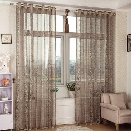 Jacquard Hollow Sheer Curtains for Living Room Leopard Print 1 Piece Window Screens Polyester Fabric Elegant Bedroom Door Panel
