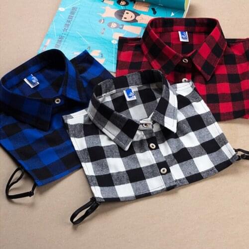 Geometric false decoration striped collier femme cotton shirt lattice Winter sweater plaid decorative cotton polished shirt fake