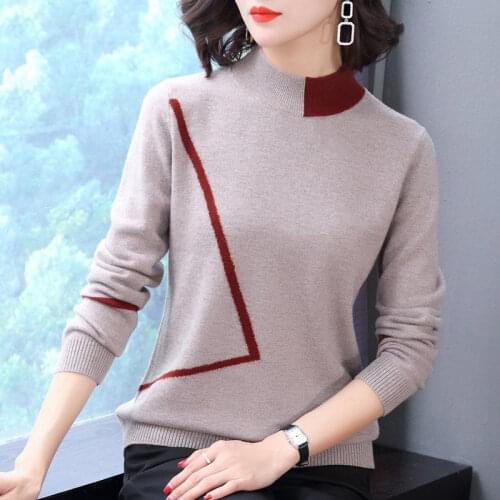 Women 2021 Spring Autumn New Long-sleeved Knitted Tops Female Casual Patchwork Jumpers Ladies Loose Pullover Sweater Tops P376