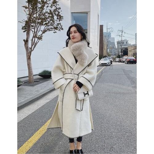 Fashion Genuine Wool Blends Alpaca Womens Coats Vintage Long Slim Female Jacket Hooded Womens Clothing Roupas FemeninasZjt1456