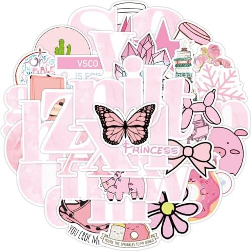 10/50PCS Funny Pink Style Girl Cartoon Aesthetic Stickers Car Motorcycle Travel Luggage Guitar Waterproof Sticker