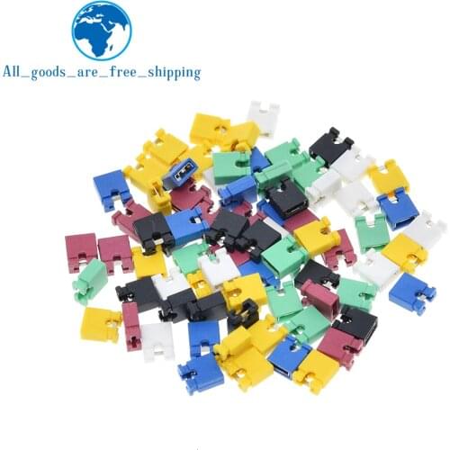 100PCS Pitch jumper shorted cap & Headers & Wire Housings 2.54MM SHUNT Black yellow white green red blue