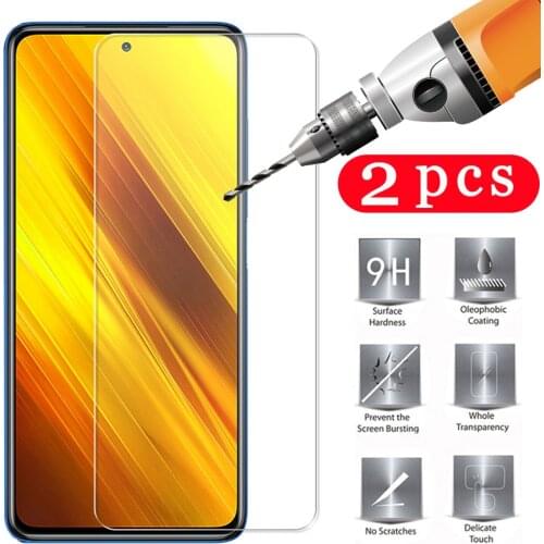2Pcs 9H for xiaomi mi play Poco X3 C3 M2 F2 pro X2 Pocophone F1 tempered glass phone screen protector protective film smartphone