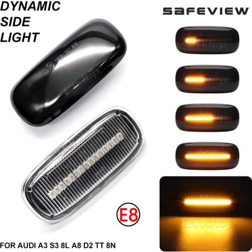 2Pcs For Audi A3 S3 8L 2000-2003 A8 D2 1999-2002 TT 8N 2000-2006 Side Marker Dynamic Turn Signal Light Blinker Indicator