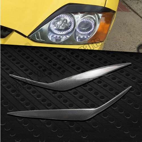 2PCS Carbon Fibe Headlight Eyelids Eyebrows for 2003-2006 Hyundai Coupe Tiburon