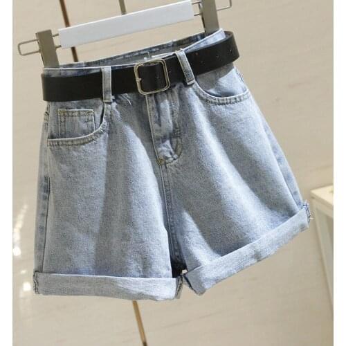 2021 All Match Sashes Casual Women Denim Shorts High Waist Slim Summer Jeans Shorts Feminino Elastic Chic Hot Ladies Bottom Z02