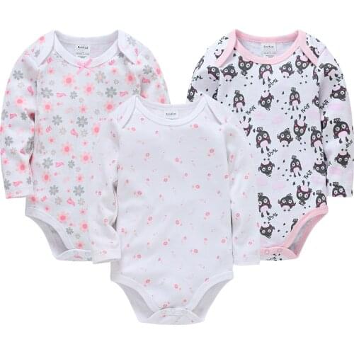 Infant Baby Girls Bodysuit 3PCS Newborn Baby Girl Boys Clothes Body Long Sleeve 100% Cotton Babys Underwear Pajamas 0-24M