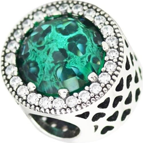 925 Sterling Silver Jewelry Green Stone Charms Beads Fit Silver Charm Bracelet for Women DIY Jewelry Winter Collection