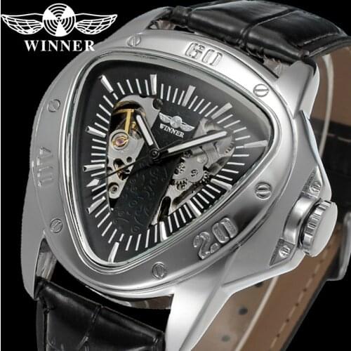 WINNER Automatic Mechanical Men Wristwatch Military Army Sport Male Clock Top Brand Luxury Fashion Triangle Man Watch Gift 8081