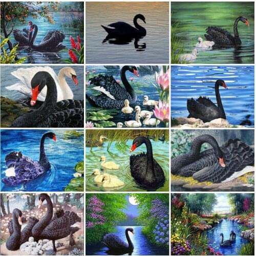 AZQSD Full Square Diamond Embroidery Swan Mosaic Needlework Home Decor Diamond Painting Animals Picture Of Rhinestones