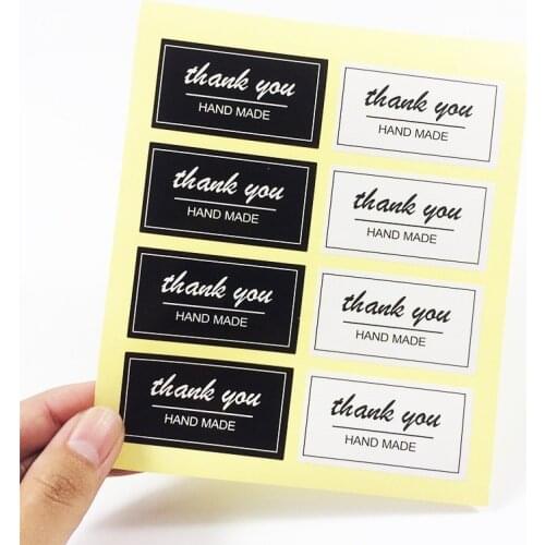 Free shipping800pcs/lot Classic Black White Thank You Labels Stationery Sticker For Handmade Products Stickers Scrapbooking