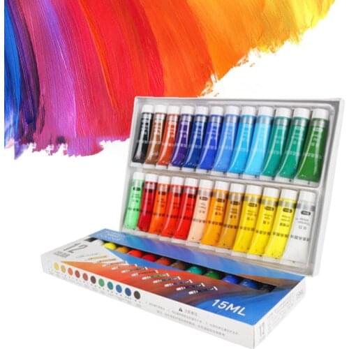 12/24 Colors Professional Acrylic Paints 15ml Tubes Drawing Painting Pigment Hand-painted Wall Paint for Artist DIY