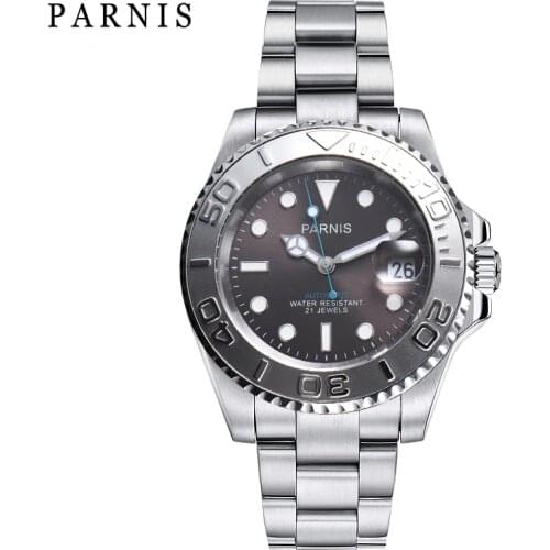 2019 New Parnis 40mm Automatic Deep Sea Series Men Watch Rotating Ceramic Mechanical Mens Watches Safe Folding Clasp Man Clock
